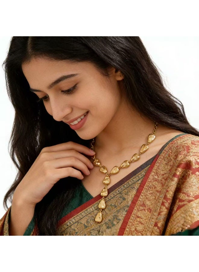 حقل قلادة Y ذات اللون المُغلف بالذهب 24 كرات، قلادة للسيدات، قلادة للفتيات - Image 5